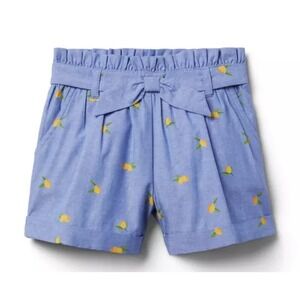 Janie And Jack Lemon Oxford Short Girl's Size 8 Pockets Blue Yellow
